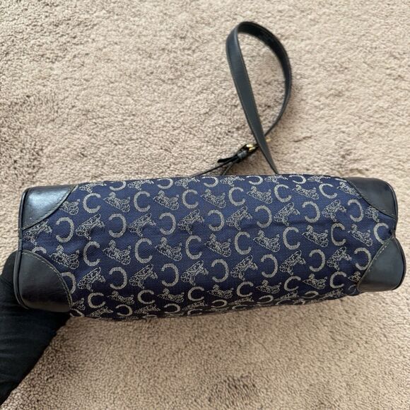 Celine Vintage C Macadam Blue Shoulder Bag Canvas And Leather Authentic With COA - Picture 4 of 7